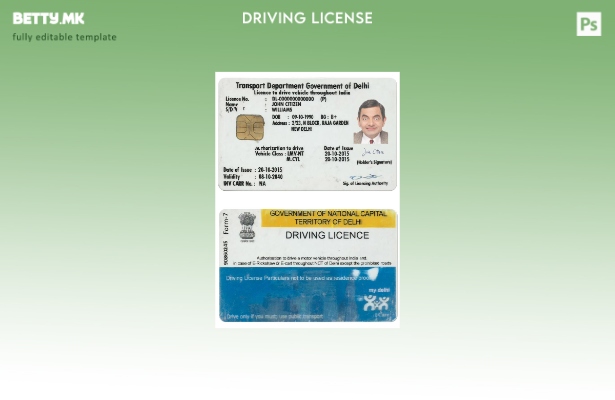 Шаблон за возачка дозвола во Индија (Делхи) во модерен стил